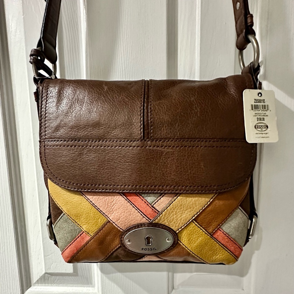 Fossil Black Pebbled Leather Crossbody Bag Purse ZB5080195